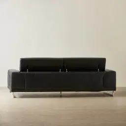 Fortitude Black Leather 3-Seater Sofa