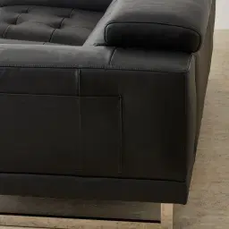 Fortitude Black Leather 3-Seater Sofa