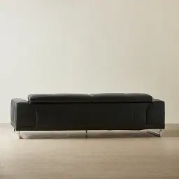 Fortitude Black Leather 3-Seater Sofa