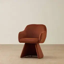 Antonia Copper Brown Velveteen Fabric Swivel Dining Chair