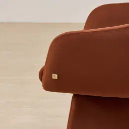 Antonia Copper Brown Velveteen Fabric Swivel Dining Chair