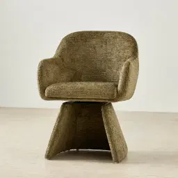 Antonia Army Green Fabric Swivel Dining Chair