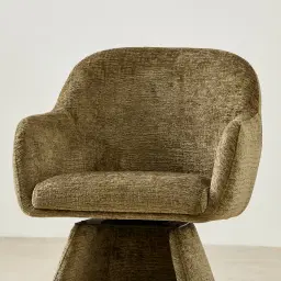 Antonia Army Green Fabric Swivel Dining Chair