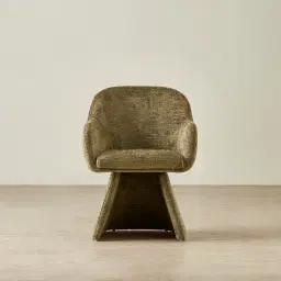 Antonia Army Green Fabric Swivel Dining Chair