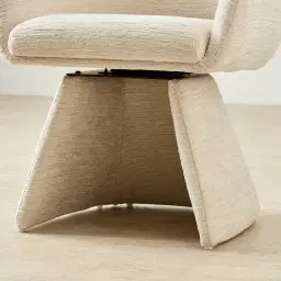 Antonia Atlas Cream Chenille Fabric Swivel Dining Chair