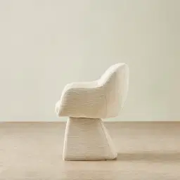 Antonia Atlas Cream Chenille Fabric Swivel Dining Chair