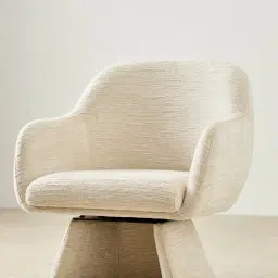 Antonia Atlas Cream Chenille Fabric Swivel Dining Chair
