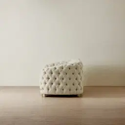 Kelly Pearl Beige Fabric 3-Seater Sofa - Champagne Gold Legs