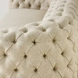 Kelly Pearl Beige Fabric 3-Seater Sofa - Champagne Gold Legs