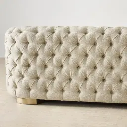 Kelly Pearl Beige Fabric 3-Seater Sofa - Champagne Gold Legs