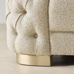 Kelly Pearl Beige Fabric 3-Seater Sofa - Champagne Gold Legs