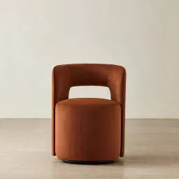 Sutton Copper Brown Velveteen Fabric Swivel Dining Chair