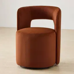 Sutton Copper Brown Velveteen Fabric Swivel Dining Chair