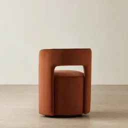 Sutton Copper Brown Velveteen Fabric Swivel Dining Chair