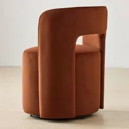 Sutton Copper Brown Velveteen Fabric Swivel Dining Chair