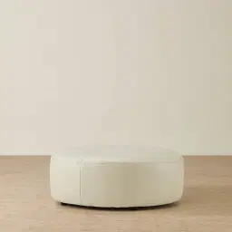 Felicia Cream Leather Sofa - Ottoman