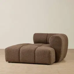 Quincy Earth Brown Woven Fabric Right Cuddler Module