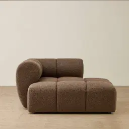 Quincy Earth Brown Woven Fabric Left Cuddler Module