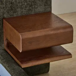 Riviera Green Chenille Fabric King Bed with Smoky Ash Veneer