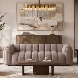 Gabriella Warm Taupe 3-Seater Woven Fabric Sofa