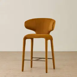 Debra Velvet Mustard Velveteen Fabric Counter Stool