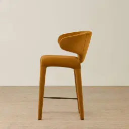 Debra Velvet Mustard Velveteen Fabric Counter Stool