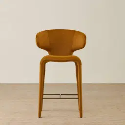 Debra Velvet Mustard Velveteen Fabric Counter Stool