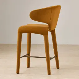 Debra Velvet Mustard Velveteen Fabric Counter Stool