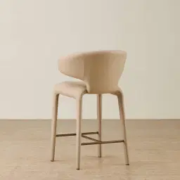 Debra Sand Beige Vegan Leather Counter Stool