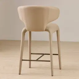 Debra Sand Beige Vegan Leather Counter Stool