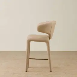 Debra Sand Beige Vegan Leather Counter Stool