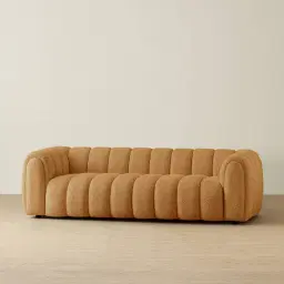Gabriella Vintage Mustard 3-Seater Woven Fabric Sofa
