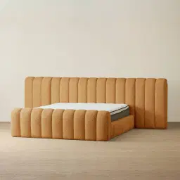 Gabriella Vintage Mustard Fabric Queen Bed