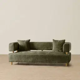 Malta II 2-Seater Green Chenille Fabric Sofa