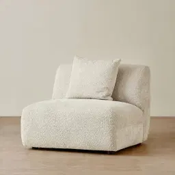 Willow Stone Cream Woven Fabric Modular Armless Seat