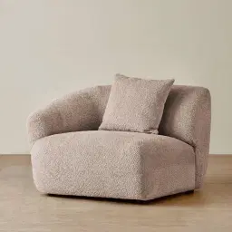 Willow Warm Taupe Woven Fabric Modular Left Arm Seat