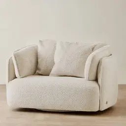Marcela Stone Cream Woven Fabric Swivel Occasional Chair