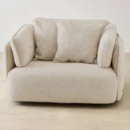 Marcela Stone Cream Woven Fabric Swivel Occasional Chair