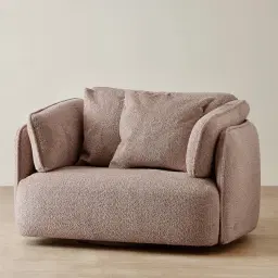 Marcela Warm Taupe Woven Fabric Swivel Occasional Chair