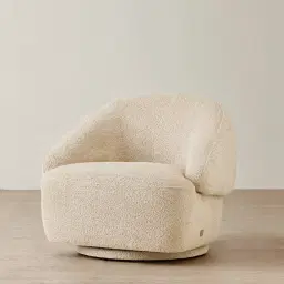 Verage Pearl Beige Fabric Swivel Occasional Chair