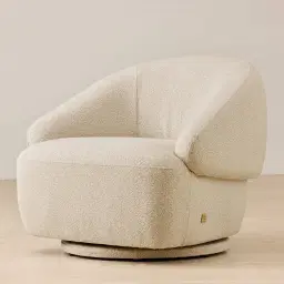 Verage Pearl Beige Fabric Swivel Occasional Chair