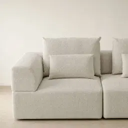 Riviera III Pearl Beige Fabric Sofa - Left Seat