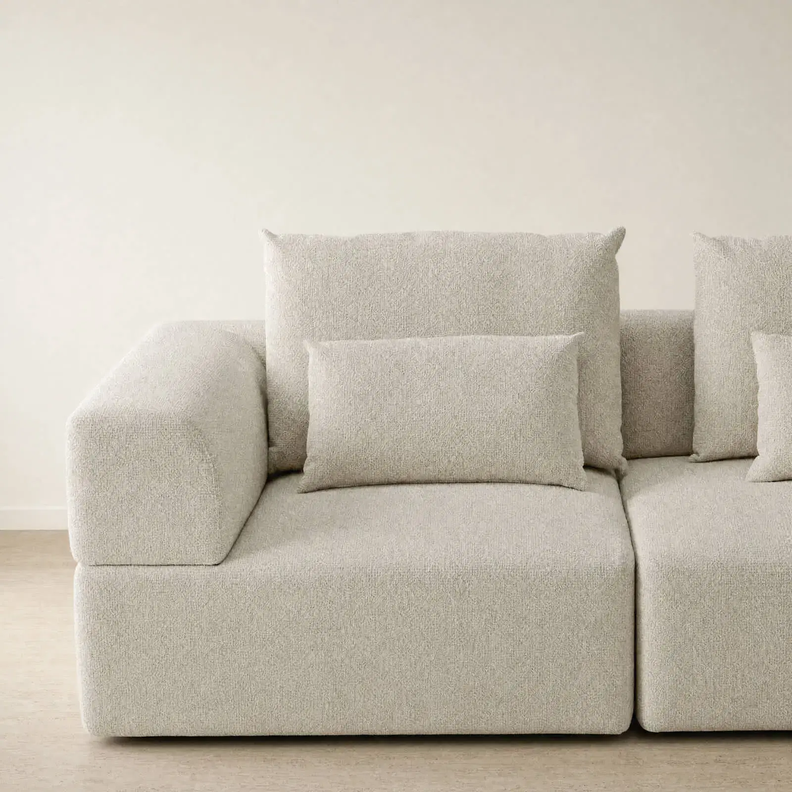 Riviera III Pearl Beige Fabric Sofa - Left Seat | Koala Living