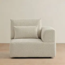 Riviera III Pearl Beige Fabric Sofa - Right Seat