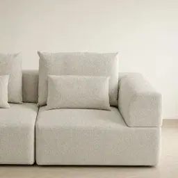 Riviera III Pearl Beige Fabric Sofa - Right Seat