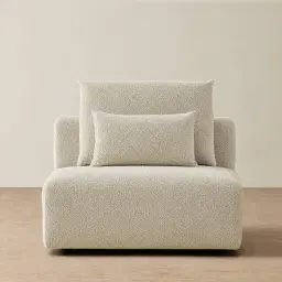 Riviera III Pearl Beige Fabric Sofa - Armless