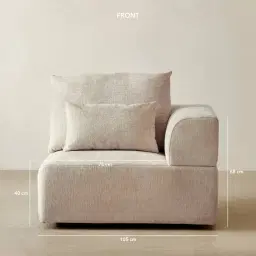 Riviera III Beige Latte Chenille Fabric Sofa - Right Seat