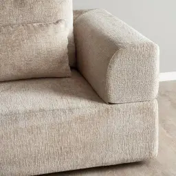 Riviera III Beige Latte Chenille Fabric Sofa - Right Seat