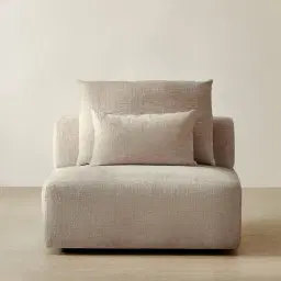 Riviera III Beige Latte Chenille Fabric Sofa - Armless