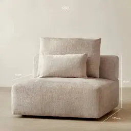 Riviera III Beige Latte Chenille Fabric Sofa - Armless